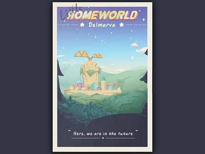 Postcard - Little Homeworld (from Steven Universe) challenge design homeworld illustration photoshop postcard steven steven universe universe vintage