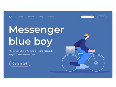 Messenger blue boy animation design illustration ui ux web