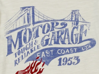 Motor Garage east coast font garage graphite hand drawn kids motor sketch t shirt type vintage