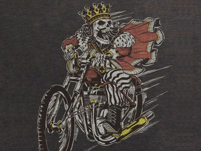 King Skull Moto 03 apparel drawing graphic illustration king lucky brand moto motorcycle poker skull t shirt tee