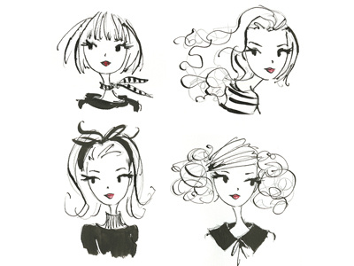 4 Inked Girls figurative girls illustration pencil