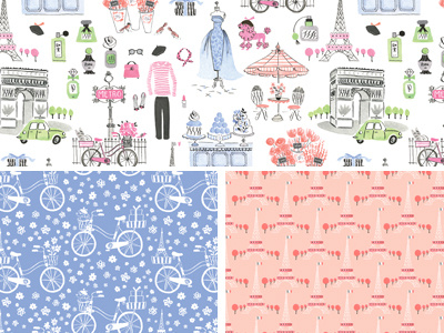 Je T'aime Patterns illustration patterns watercolor