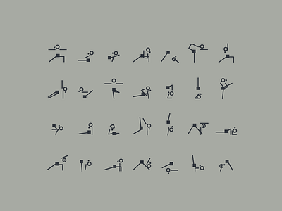 Ball and Stick Yoga icons minimalism