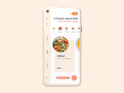 Recipe App Design adobexd app branding dailychallenge dailycreativechallenge dailyui inspiration livestream prototype ui