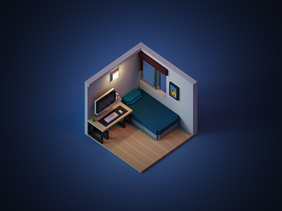 My old room in voxels 3d concept fun illustration lightning magicavoxel render trend voxel voxelart wip
