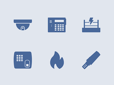 Iconos Servisecurity (flat version) alarm camera concept fire home iconutopia minimal security stroke symbol vector wip