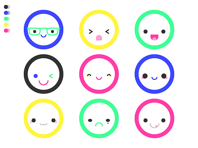 kawaii surprise character colorful emoji expressions faces kawaii stroke