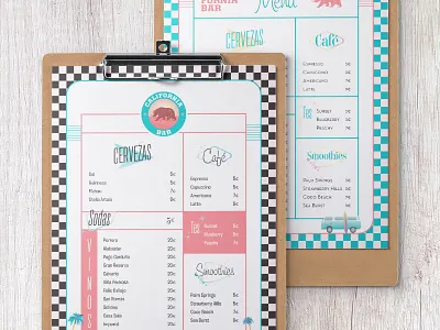 Clipboard Menu bar cali california cool food menu restaurant retro