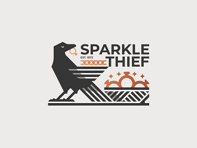 The Sparkle Thief art bird crow design flat graphic illustration illustrator logo magpie minimal vector