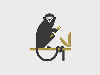 Monkey artwork design flat graphic illustration illustrator key logo minimal monkey vector