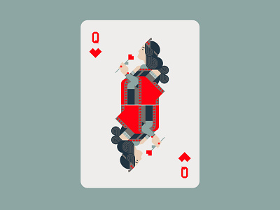 Queen Of Hearts cards character design flat graphic illustration illustrator logo minimal playing card queen queen of hearts