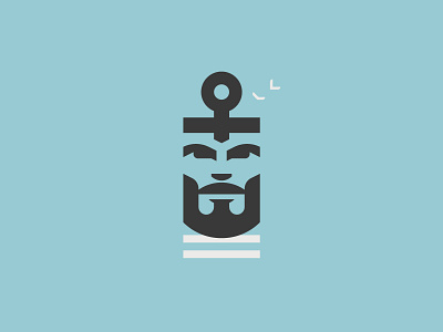 The Old Mand & the Sea anchor character design flat graphic illustration illustrator logo minimal old man sea vector