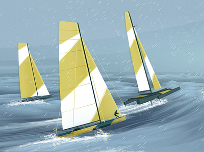 Sailing Race art artwork blue boat color design flat gradient graphic illustration illustration art illustrator nature ocean race sail sailing sea ship texture