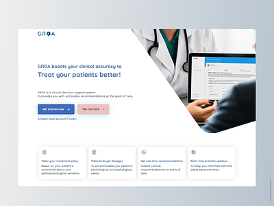 GROA clinical minimal ui website
