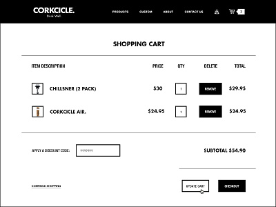 Corkcicle Shopping Cart cart design e commerce layout shopping web