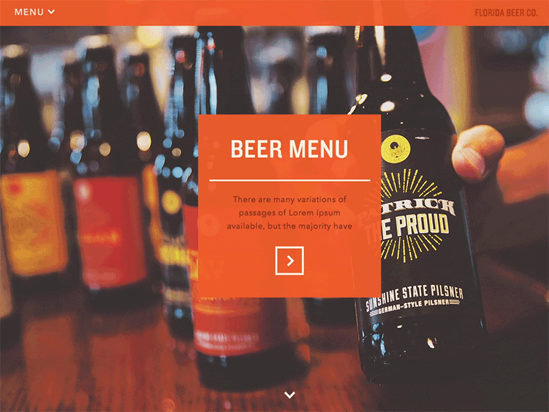 Homepage (Menu Open) animation beer design menu overlay type web