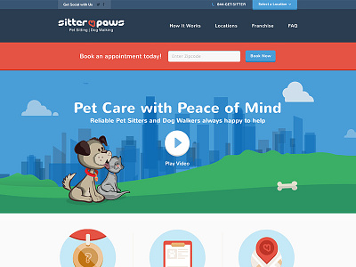 Sitter4Paws Website cat colorful design dog illustration layout page pets ui web