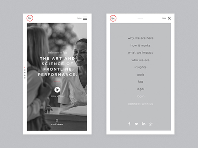 FPG Website Mobile View design fixed homepage info menu mobile monochromatic ui ux web