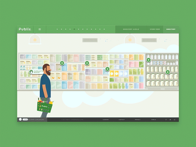 Publix Sustainability Microsite animation design grid illustration menu navigation story sustainability transition ui ux website