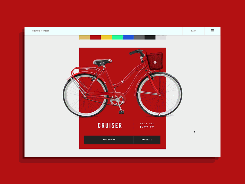 Bike Shop Color Selection and Detail animate bike color commerce customize design grid movement principle transition
