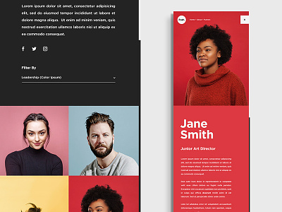 Push Website Employees Concept agency color design grid portraits team transition web