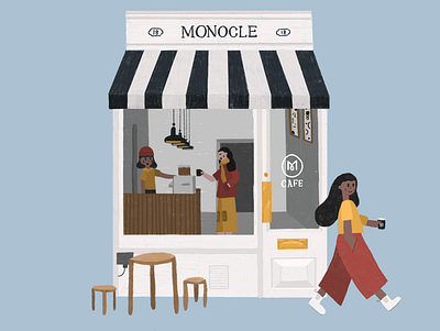 Monocle Cafe building cafe illustration london monocle