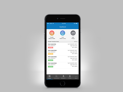 Money Transfer Mobile App Dashboard UI