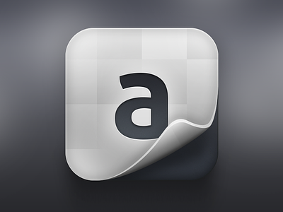 "A" App Icon 3d app curl grey icon steel white