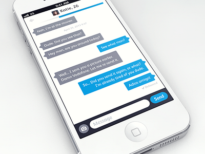 Chat Screen blue bubbles chat flat flatness grey ios7 iphone messenger white