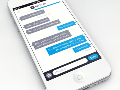 Chat Screen blue bubbles chat flat flatness grey ios7 iphone messenger white