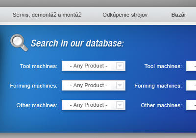 Database Search blue database fields grey inputs search