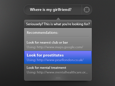 Smart Search Engine blue engine girlfriend grey location popup menu search smart