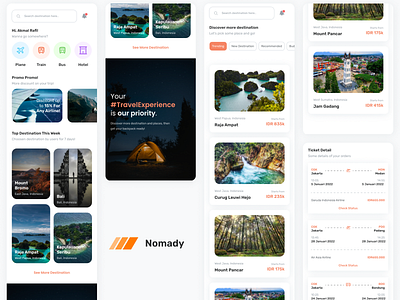 Nomady - UI Design for Travel Mobile App design figma mobile mobile app mobile app design travel ui ui design ui ux