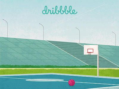 Dribbble Court ball basketball court first shot illustration
