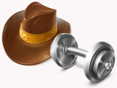 Icons for Unet cowboy dumbbell hat icon