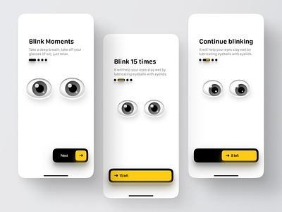 Blink Onboarding animation app branding design exercises eye tracking eyes eyeyoga fun illustration ios mobile product design ui ux