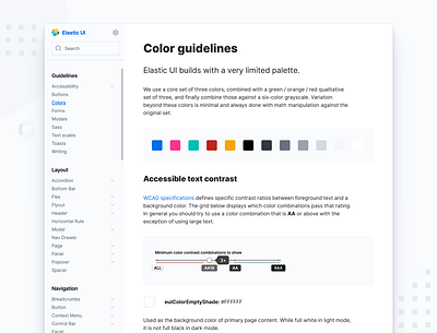 Elastic UI Design System Color Guidelines accessibility branding colors components contrast design design system guidelines styleguide system ui