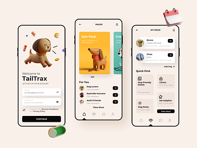 TailTrax App app dog dogs pet pets tail ui design ux design