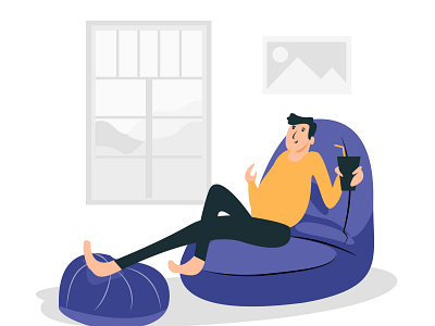 Relaxing at home illustration