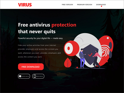 Virus Landing Page antivirus branding creative creative design design designs illustration landing landing page ui ux virus web website