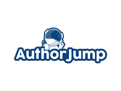 AuthorJump Cartoonish Logo astronaut branding cartoon cartoon character cute design graphicdesign idvisual illustration logo logo design ui