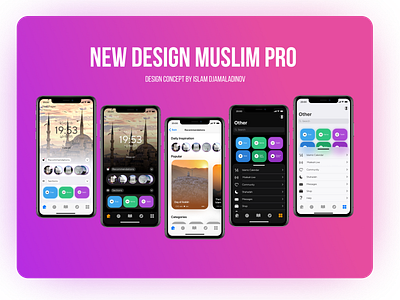 The redesign of the program "Muslim Pro" design mobile typography ui ux