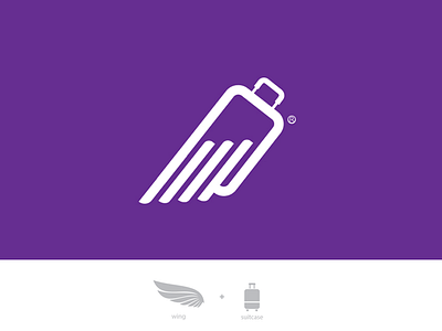 SILVER WING TRAVELING agency logo design logo designer mark purple suitcase traveling wign