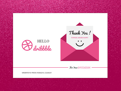 Thank You Card dribbble invite first design first post first shot greeting card hello dribbble invitation special thanks thank you thank you card thankful thanks for invite