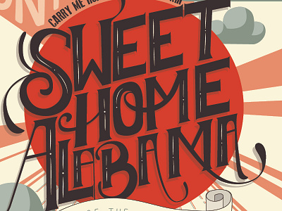 Sweet Home Alabama clouds poster sun typography