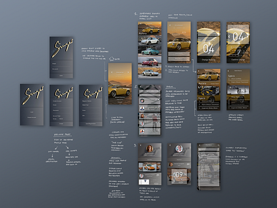 Singer-Porsche mobile UI annotation app automotive branding car porsche share singer ui ux