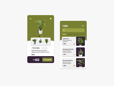 loja de plantinhas app design ui ui design