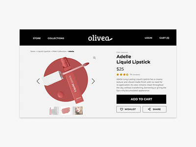 olivea lipstick store app branding design ui ui design