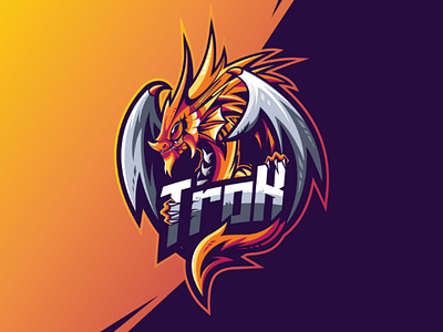 TROK ESPORT LOGO brand brandingdesign clothing company creative design dragon e sport esport gaming identity illustations interface logodesign mascot mascotlogo sign symbol