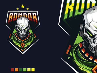 Robotic background badge esports flat gaming identity illustration interface logo mascot sticker symbol vector